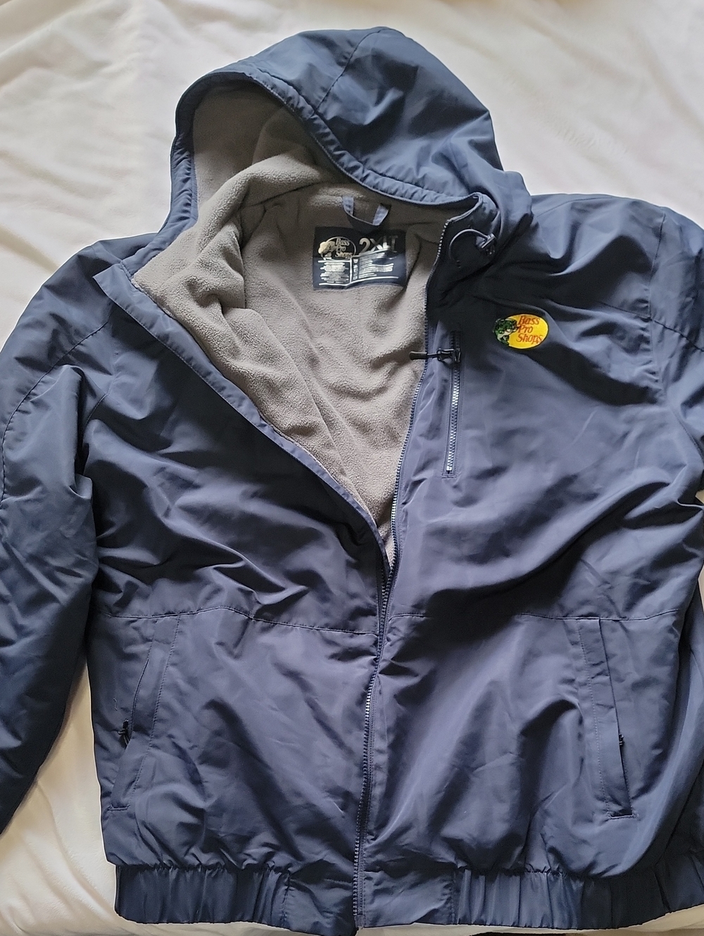 Bass Pro Shops Navy Hooded Jacket with Yellow Logo